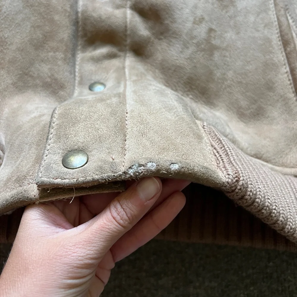 Vintage Overland Sheepskin Co. Suede Leather Collared Vest Fur Lined Made In USA_7